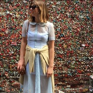 Translucent blue polka dot vintage dress